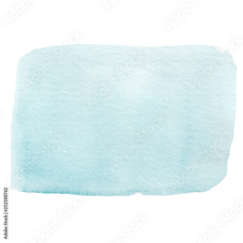 Blue watercolor spot, hand drawn watercolor stain smear brush, isolated on white background