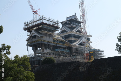  Kumamoto castle under repair work from earthquake disaster (March 1, 2019)