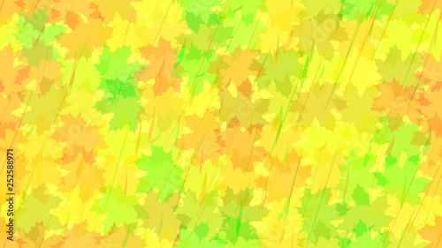 Falling maple leaves, raindrops. Autumn pattern. The idea of design of tiles, wallpaper, packaging, textiles, background.