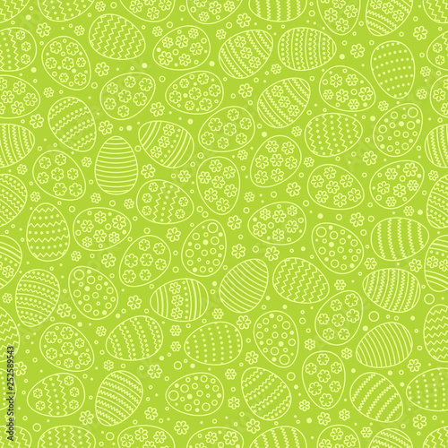 Easter seamless background with eggs. Gift card egg ornament, pattern. Spring season holidays.