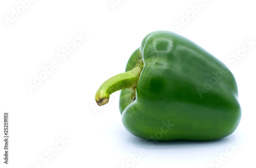Foto Set of sliced  red bell pepper section pieces isolated over white background, vi