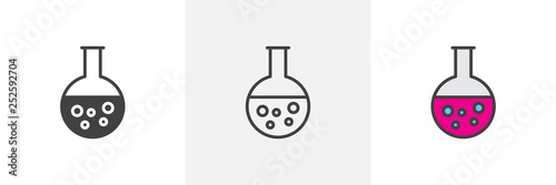 Laboratory glassware icon. Line, glyph and filled outline colorful version, chemical flask outline and filled vector sign. Symbol, logo illustration. Different style icons set. Pixel perfect vector 
