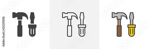 Fotografie, Obraz Hammer and screwdriver icon