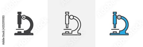 Lab microscope icon. Line, glyph and filled outline colorful version, Microscope outline and filled vector sign. Symbol, logo illustration. Different style icons set. Pixel perfect vector graphics photo