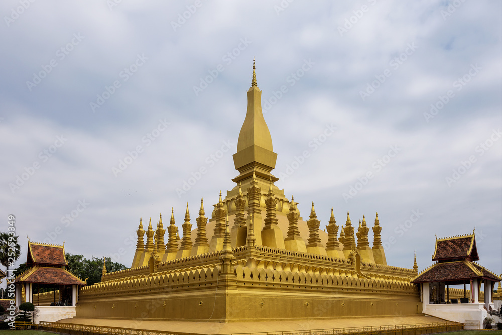 The golden Pagoda at Wat Pha That Luang Temple in Vientiane, Laos