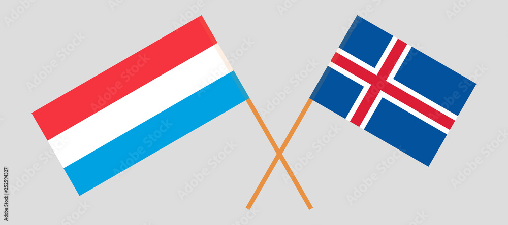 Iceland and Luxembourg. The Icelandic and Luxembourgish flags. Official colors. Correct proportion. Vector