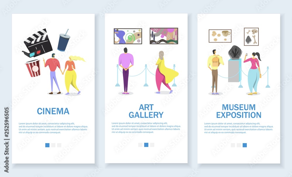 Leisure activities vector website and mobile app template set