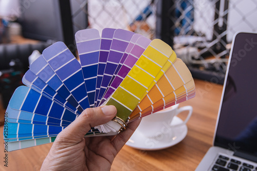 Customers are choosing the color scheme for the new office