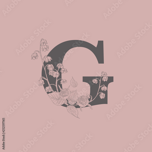 Vector Blooming Floral Initial G Monogram and Logo