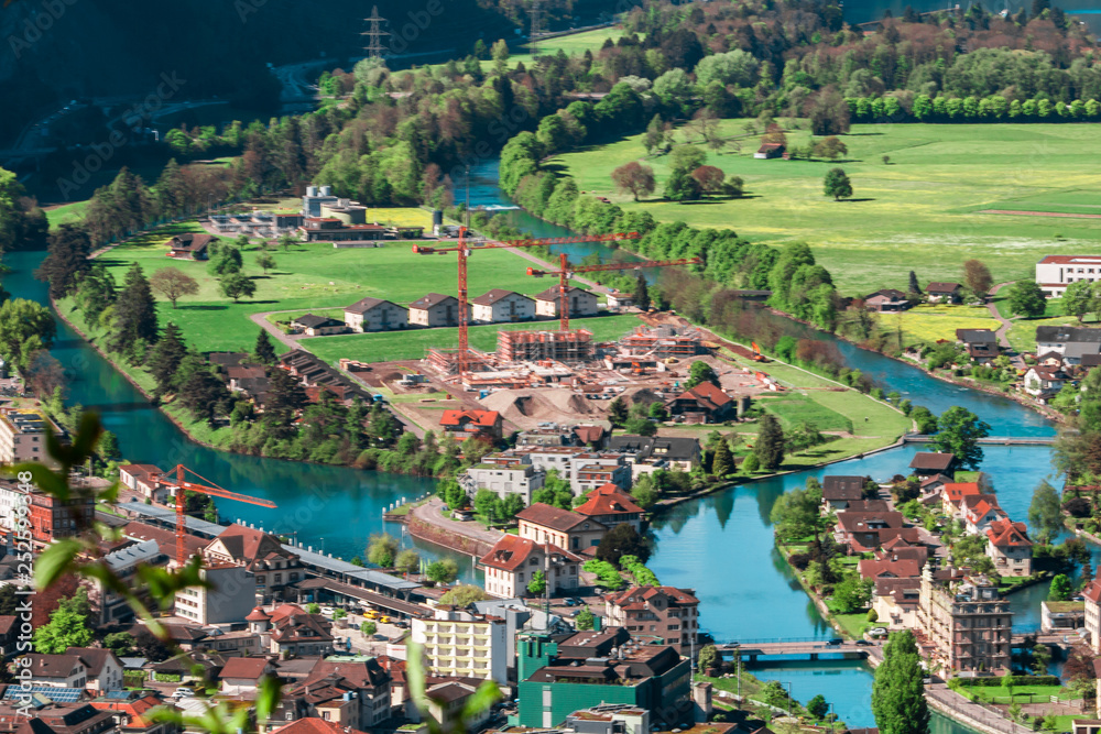 Beautiful Aerial View of Iinterlaken, Switzerland, Europe