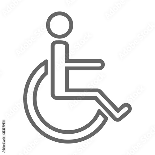 Disabled handicap icon, wheelchair parking sign isolated