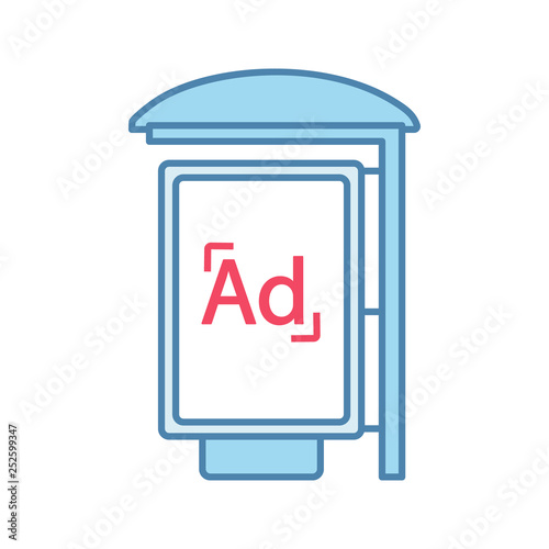 Bus stop advertisement color icon