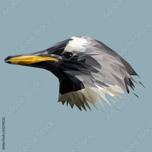 Penguin low poly design. Triangle vector illustration.