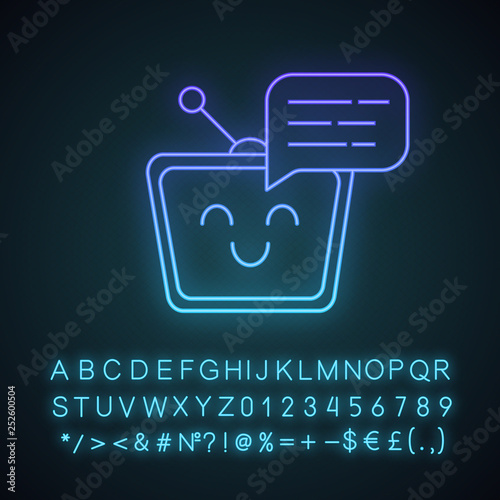 Chatbot message neon light icon