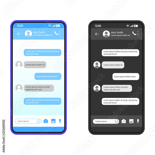 Smartphone chat interface vector template
