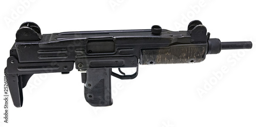 Uzi. Submachine gun isolated on white background.