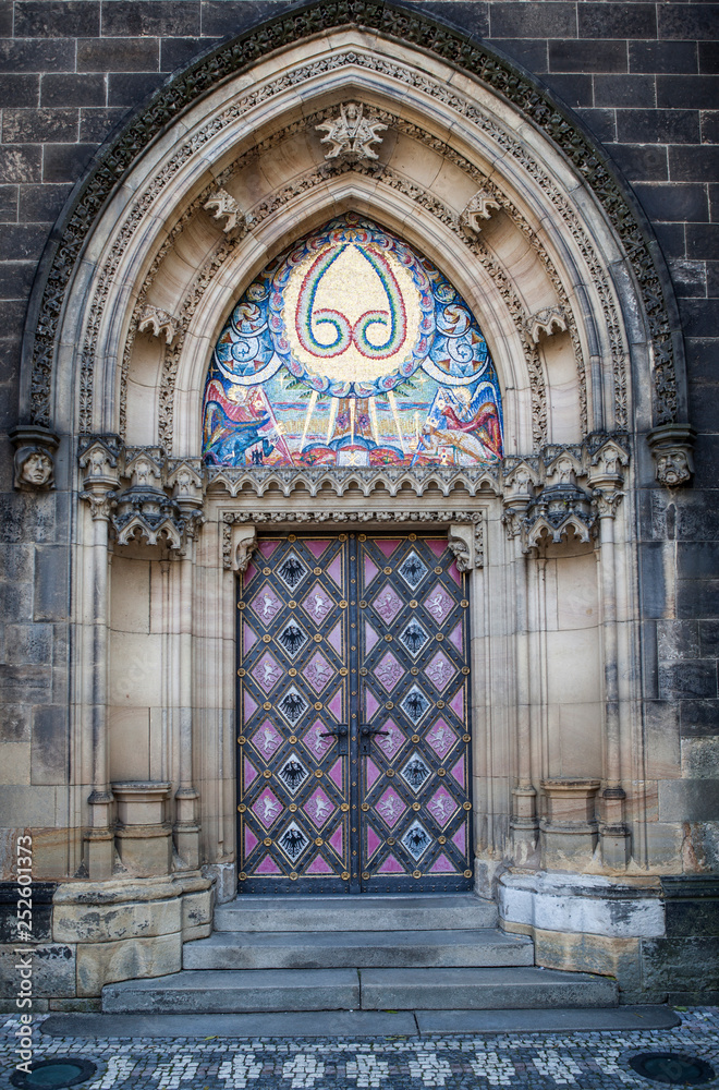 Pattern on an old metal door in Prague