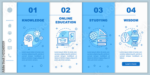 Gaining knowledge onboarding mobile web pages vector template
