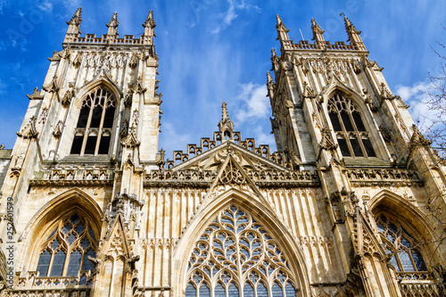 YORK, ENGLAND - MAY 1, 2018: The West facade of York Minster, seen in spring from Duncombe Place. United Kingdom photo