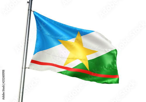 Roraima state of Brazil flag waving isolated 3D illustration photo