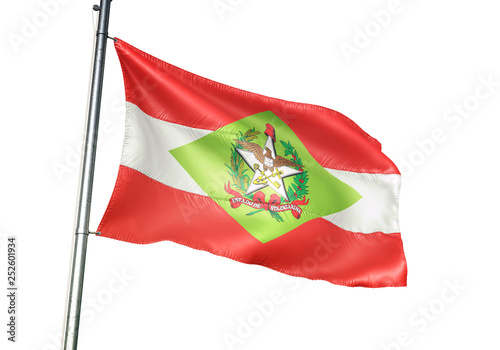 Santa Catarina state of Brazil flag waving isolated 3D illustration