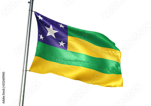 Sergipe state of Brazil flag waving isolated 3D illustration photo