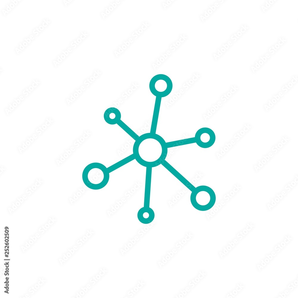 Hub network connection line icon isolated on white. Tech or technology logo. Server or central database button.