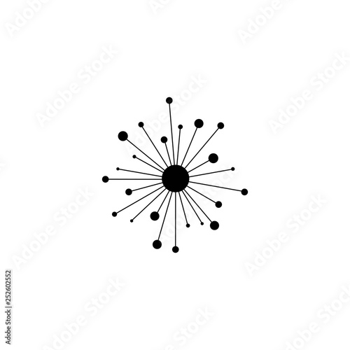 black hub network connection line icon isolated on white. Tech or technology logo.