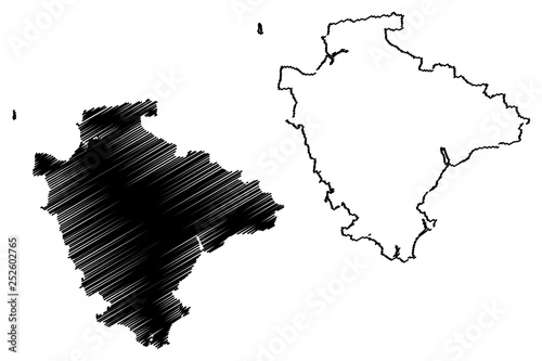 Devon (United Kingdom, England, Non-metropolitan county, shire county) map vector illustration, scribble sketch Devonshire map