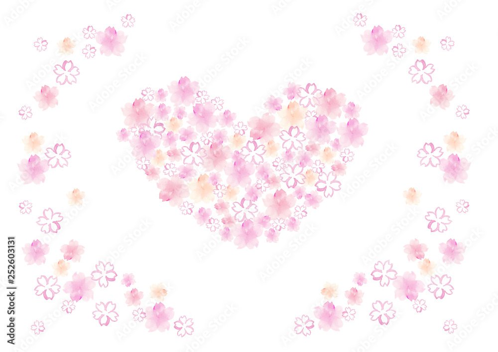 手描き 桜 ハート ふんわり(3E) 手描き 桜 ハート ふんわり(3E)