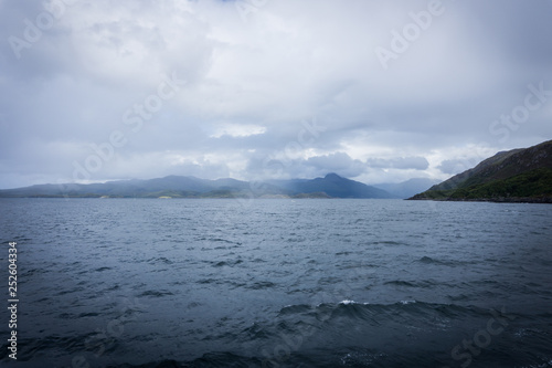 cloudy sky over the picturesque bay of the island of Scotland