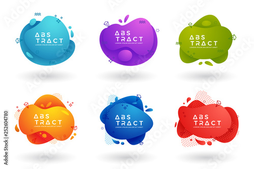 Fluid, liquid design collection. Trendy liquid gradient design elements. Abstract liquid background for your posters or other.