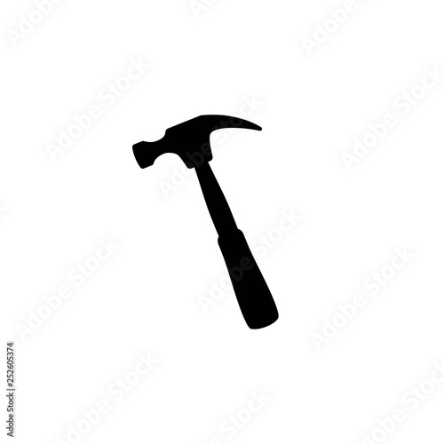 Black carpenter hammer. Handyman, locksmith, joiner claw hammer tool for repair and maintenance.