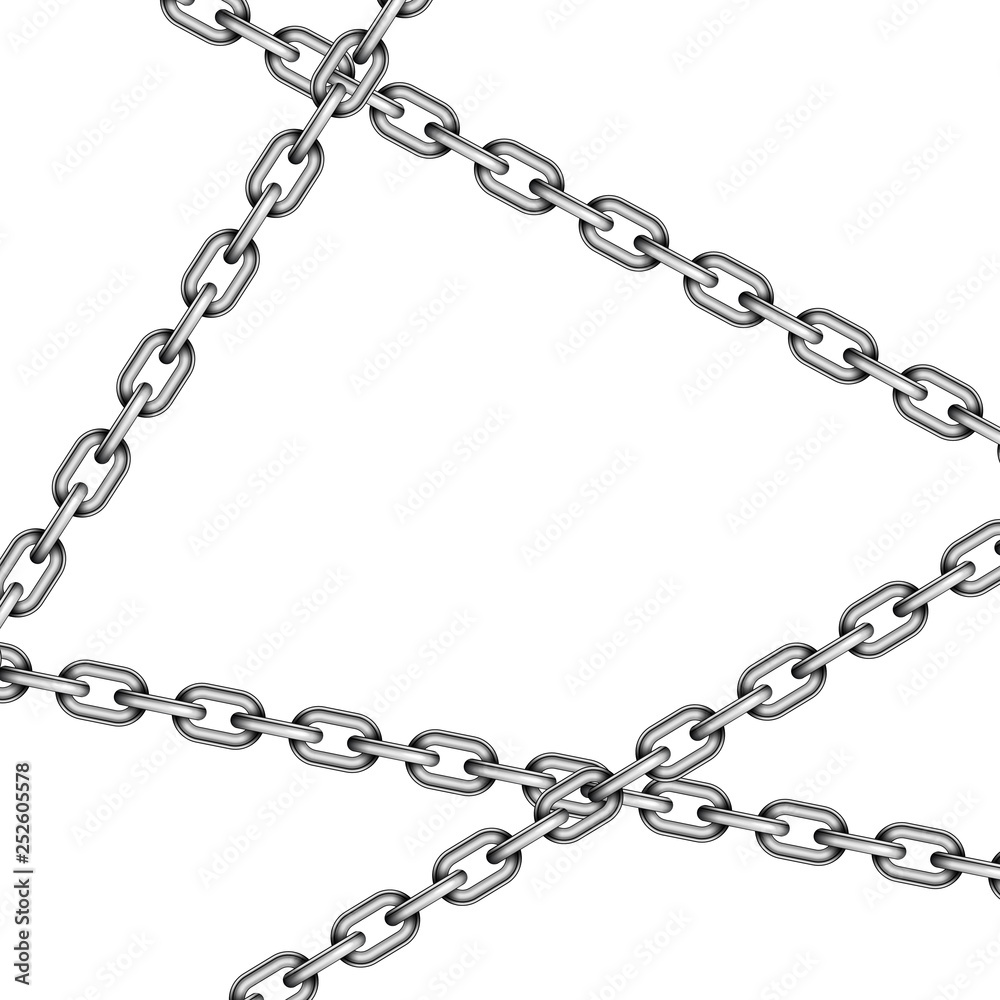 Glossy metal crossed chains on white Glossy metal crossed chains on white