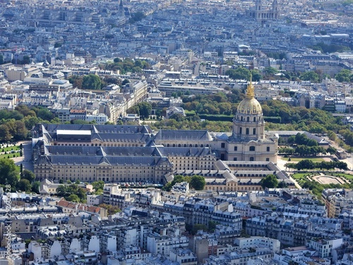 Aerial view of Paris from the Eiffel tower overlooking the Invalides house