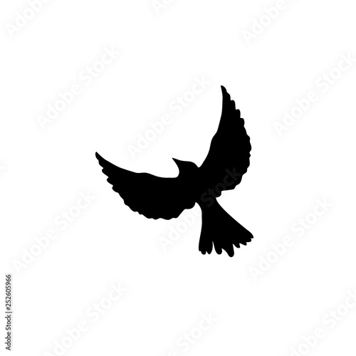 Flying dove isolated on white background. Vector illustration. Flat Icon.
