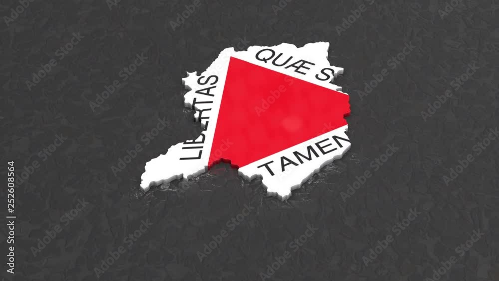 Minas Gerais rotating 3D country map animation. Glossy surface with reflections. Minas Gerais rotating 3D country map animation. Glossy surface with reflections.