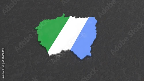 Mato Grosso do Sul rotating 3D country map animation. Glossy surface with reflections.