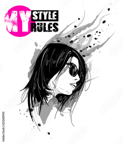 Fashion girls face. Woman face. Hand-drawn fashion model. Vector illustration for you design in graphic style.