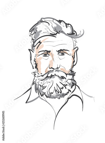 Men head face hipster vector illustration black silhouette. Vector Face Man Sketch