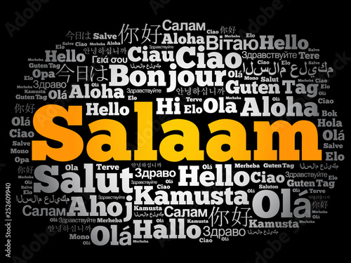 SALAAM (Hello Greeting in Persian,Farsi) word cloud in different languages of the world