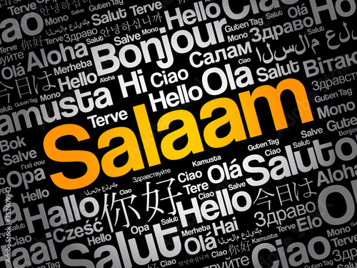 SALAAM (Hello Greeting in Persian,Farsi) word cloud in different languages of the world