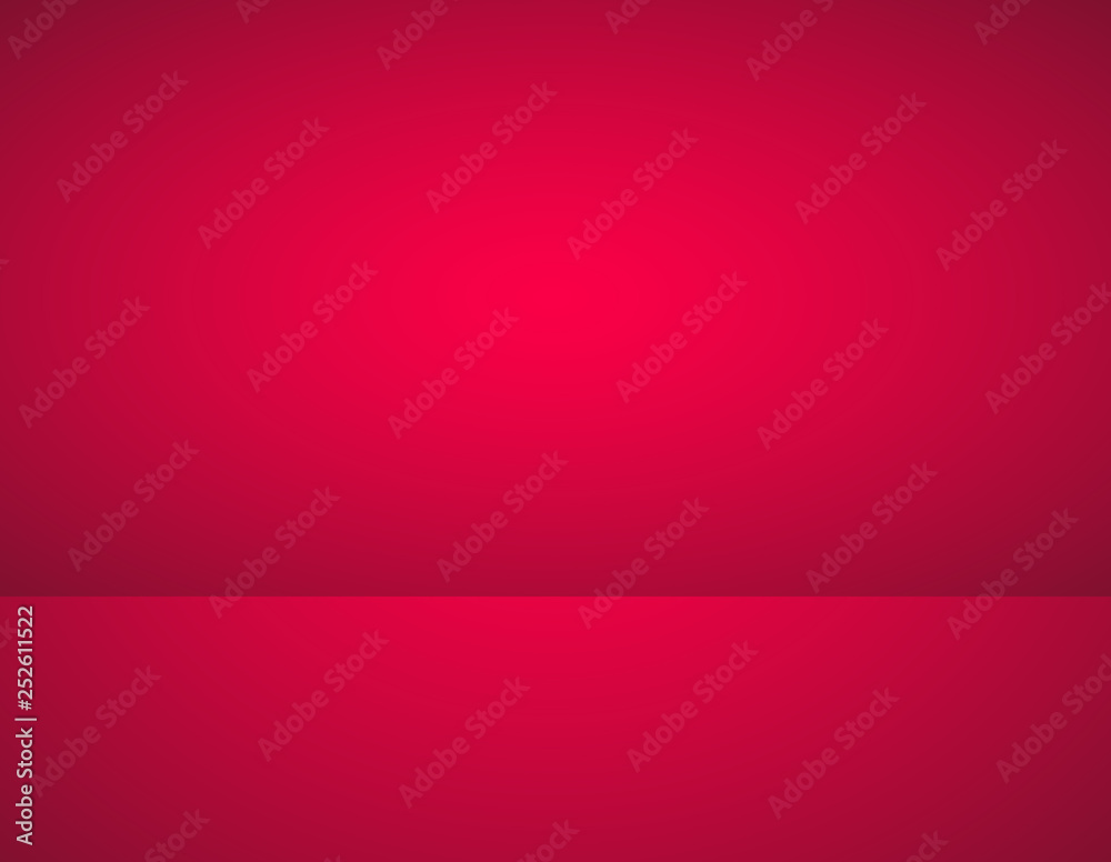 Empty red color product showcase. Studio room background. Used as background for display your product, Vector