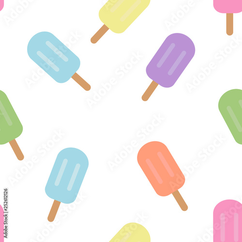 Seamless pattern of colorful ice-creams different colors and flavors. Isolated on a white background