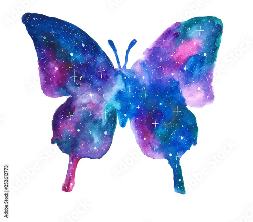 galaxy butterfly isolated on white background