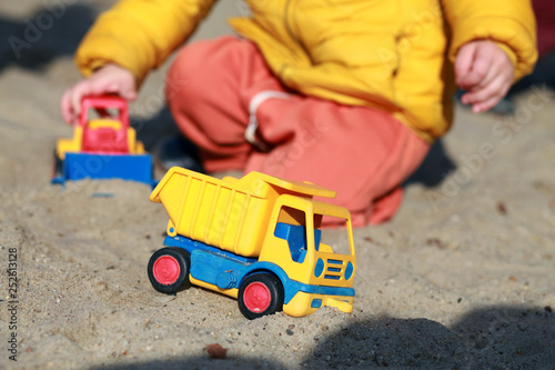 Toy truck in the sandpit