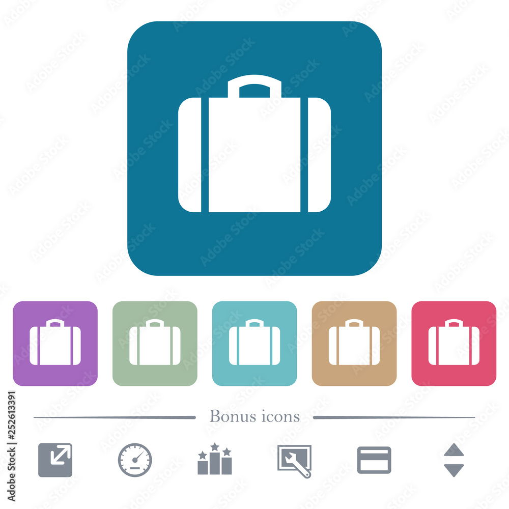 Suitcase flat icons on color rounded square backgrounds Suitcase flat icons on color rounded square backgrounds