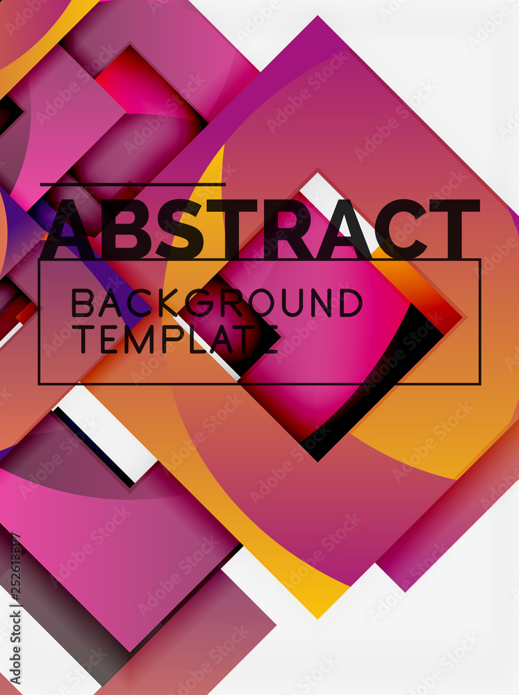 Naklejka premium Color square composition with text. Geometric abstract background