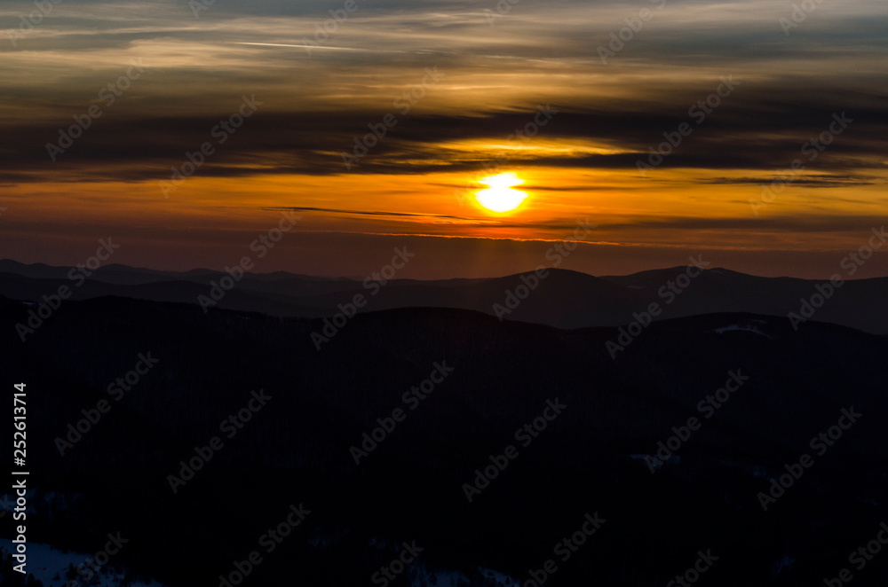 zachód słońca Bieszczady