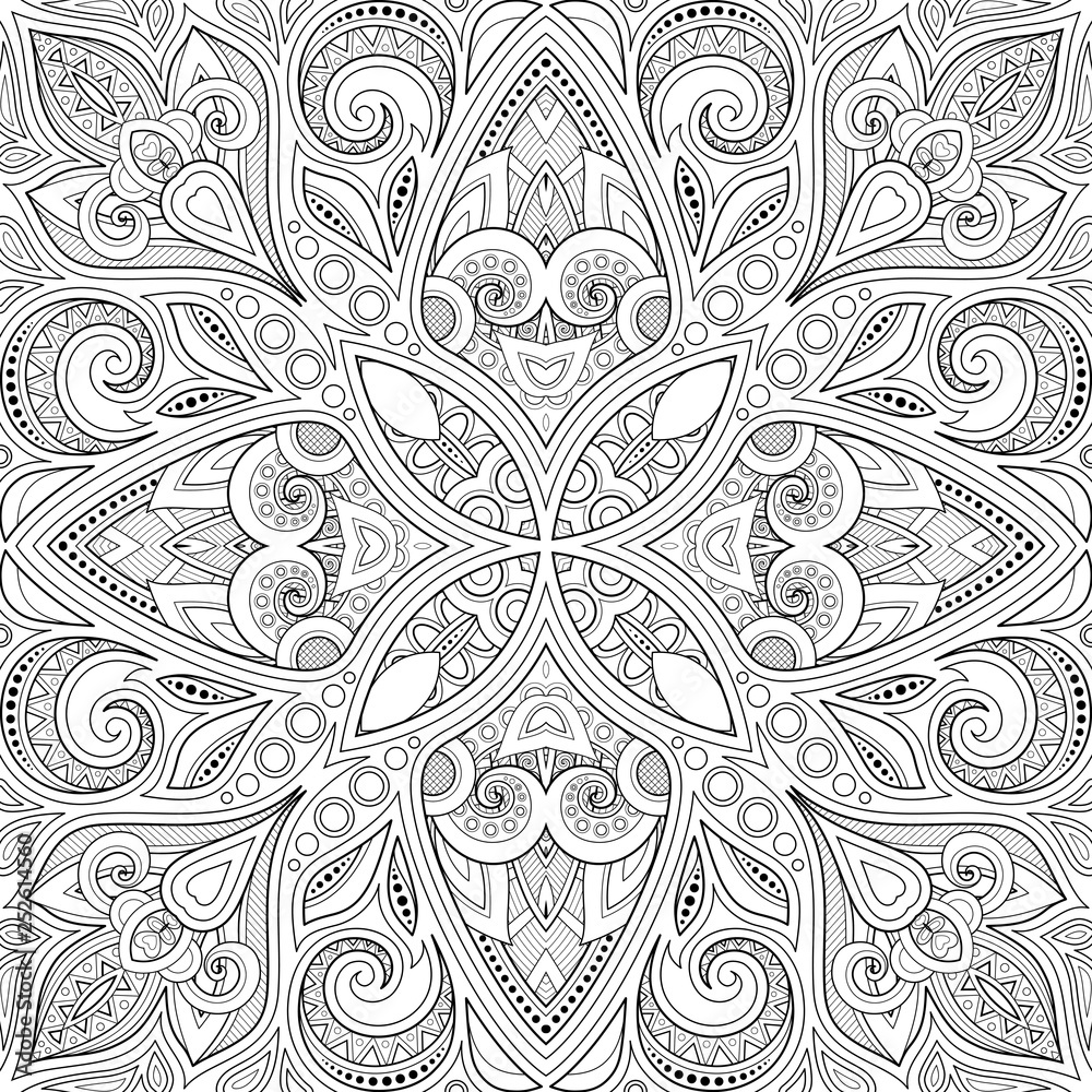 Monochrome Seamless Pattern with Mosaic Motif Monochrome Seamless Pattern with Mosaic Motif